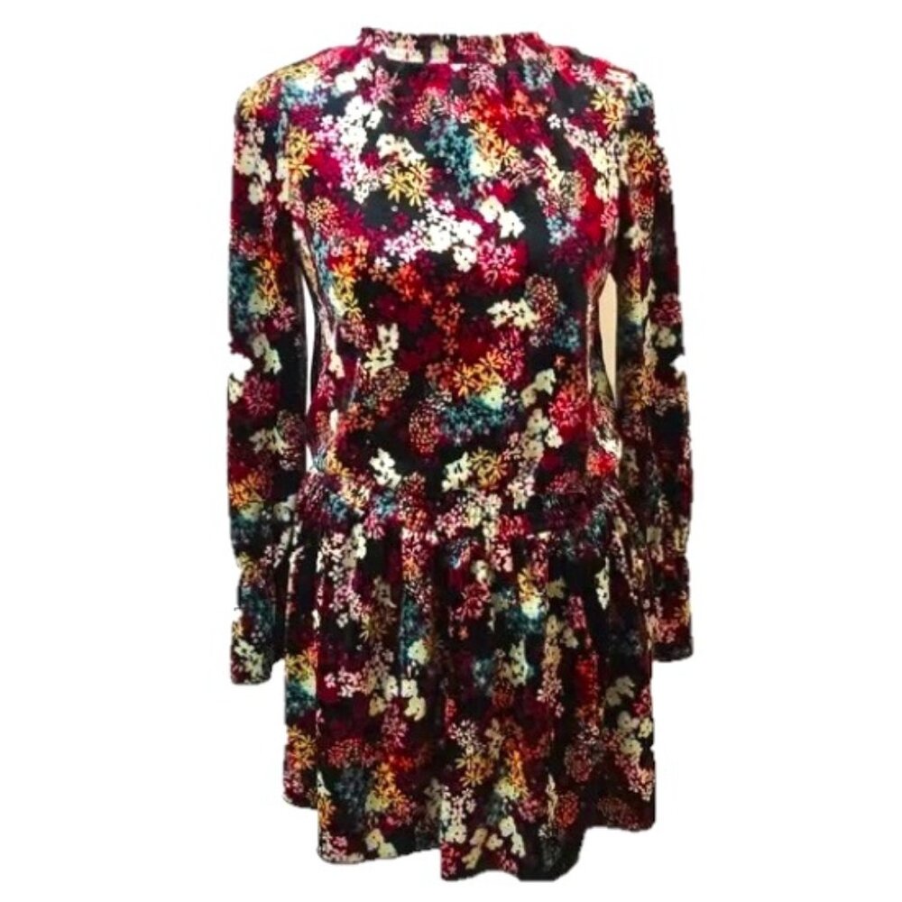 Ella Moss Girls Floral Print Velvet Dress